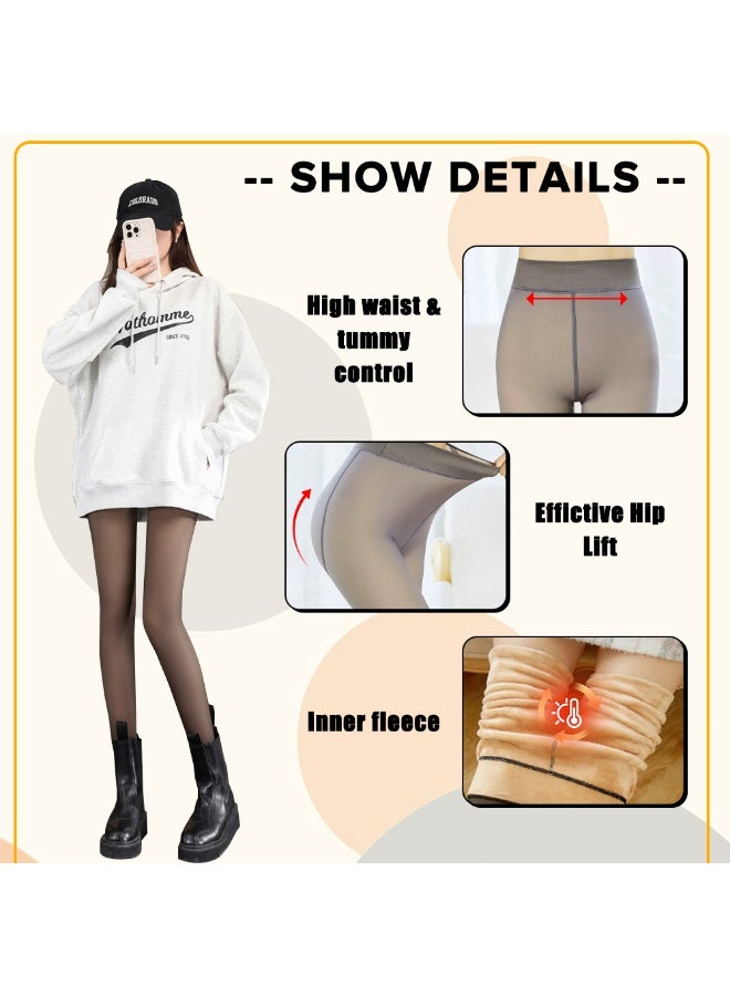 Yakiter Women Winter Fleece Lined Tights High Waist Stretchy Warm Thick Winter Warm Pants - Image 2