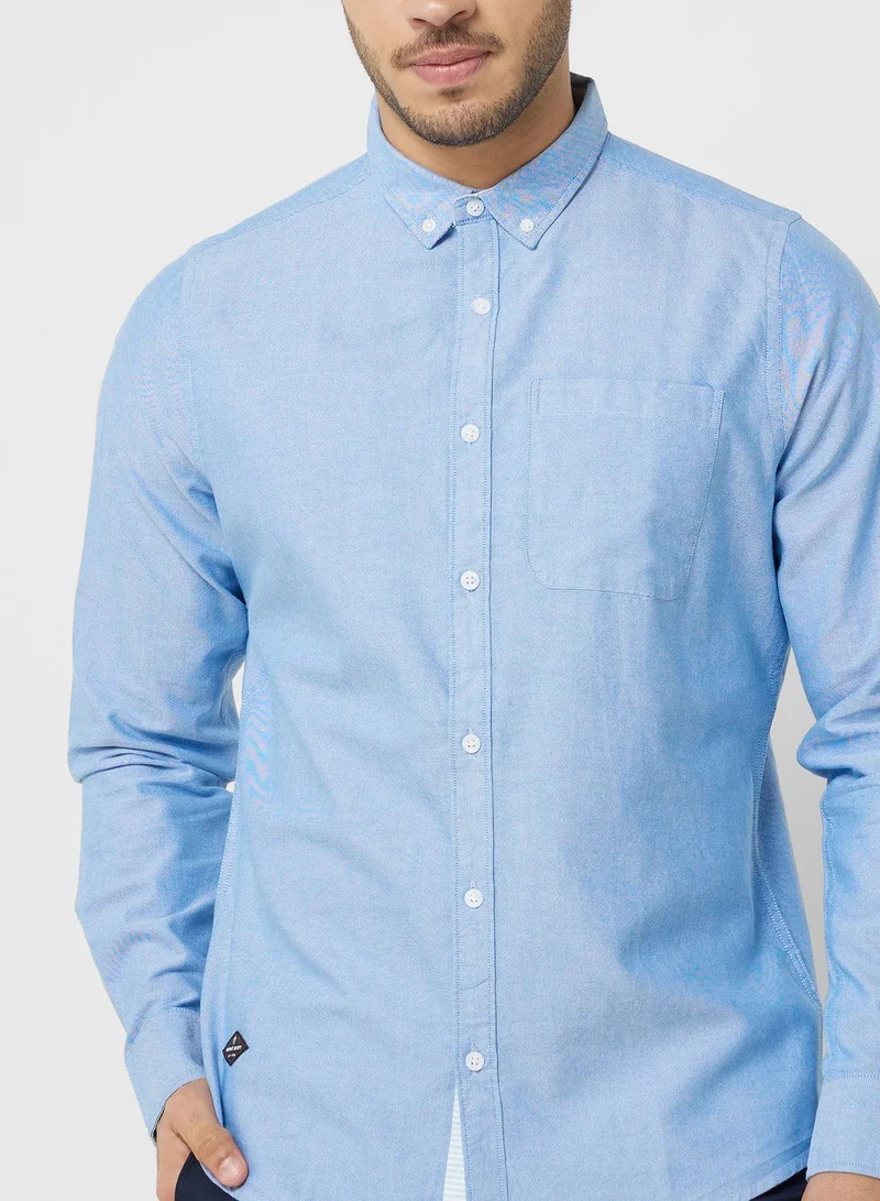 Thomas Scott Men Blue Slim Fit Pure Cotton Casual Sustainable Shirt