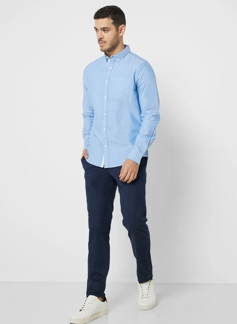 Thomas Scott Men Blue Slim Fit Pure Cotton Casual Sustainable Shirt