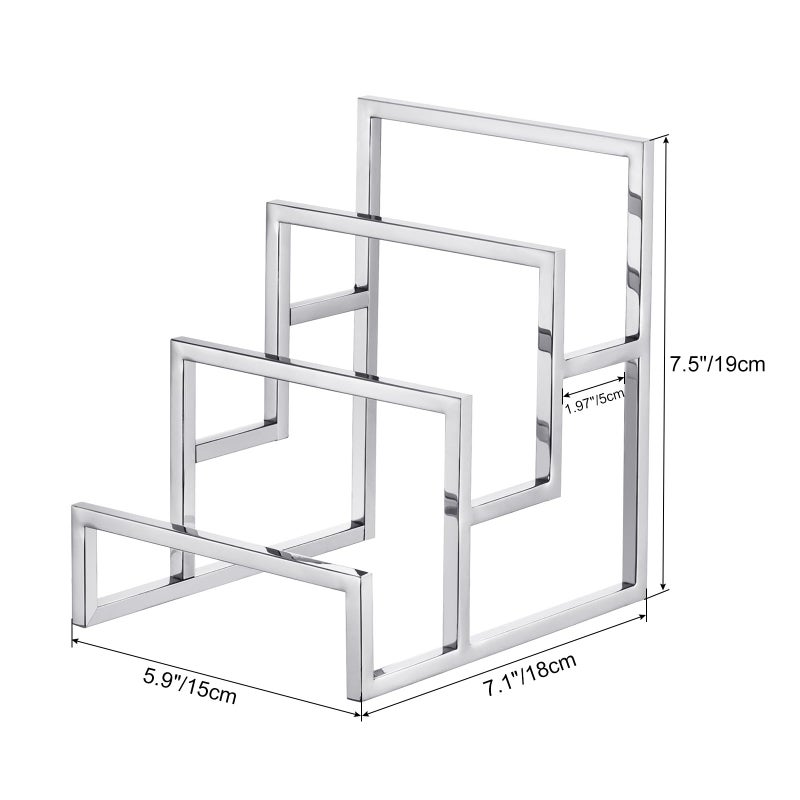 يو إكس سيل عرض محفظة Uxcell Clutch Stand 3 طبقة محفظة شاشة حامل القابض المعدنية الناهض لمستلزمات متاجر البيع بالتجزئة المنزلية - الفضة - Image 2