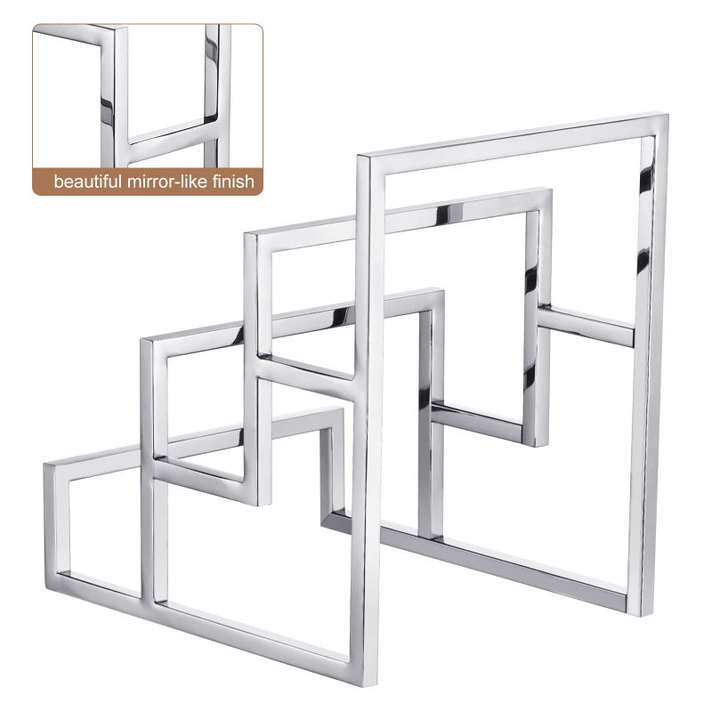 يو إكس سيل عرض محفظة Uxcell Clutch Stand 3 طبقة محفظة شاشة حامل القابض المعدنية الناهض لمستلزمات متاجر البيع بالتجزئة المنزلية - الفضة - Image 4