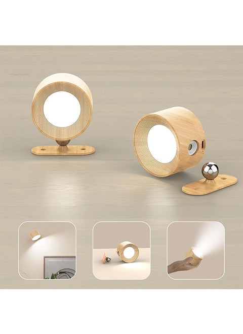 LED Wall Sconce – 360° Rotating Magnetic Rechargeable Wall Light with Touch & Remote Control, 3 Color Temperatures & Brightness Levels for Bedroom, Study, Reading (Wood Grain)