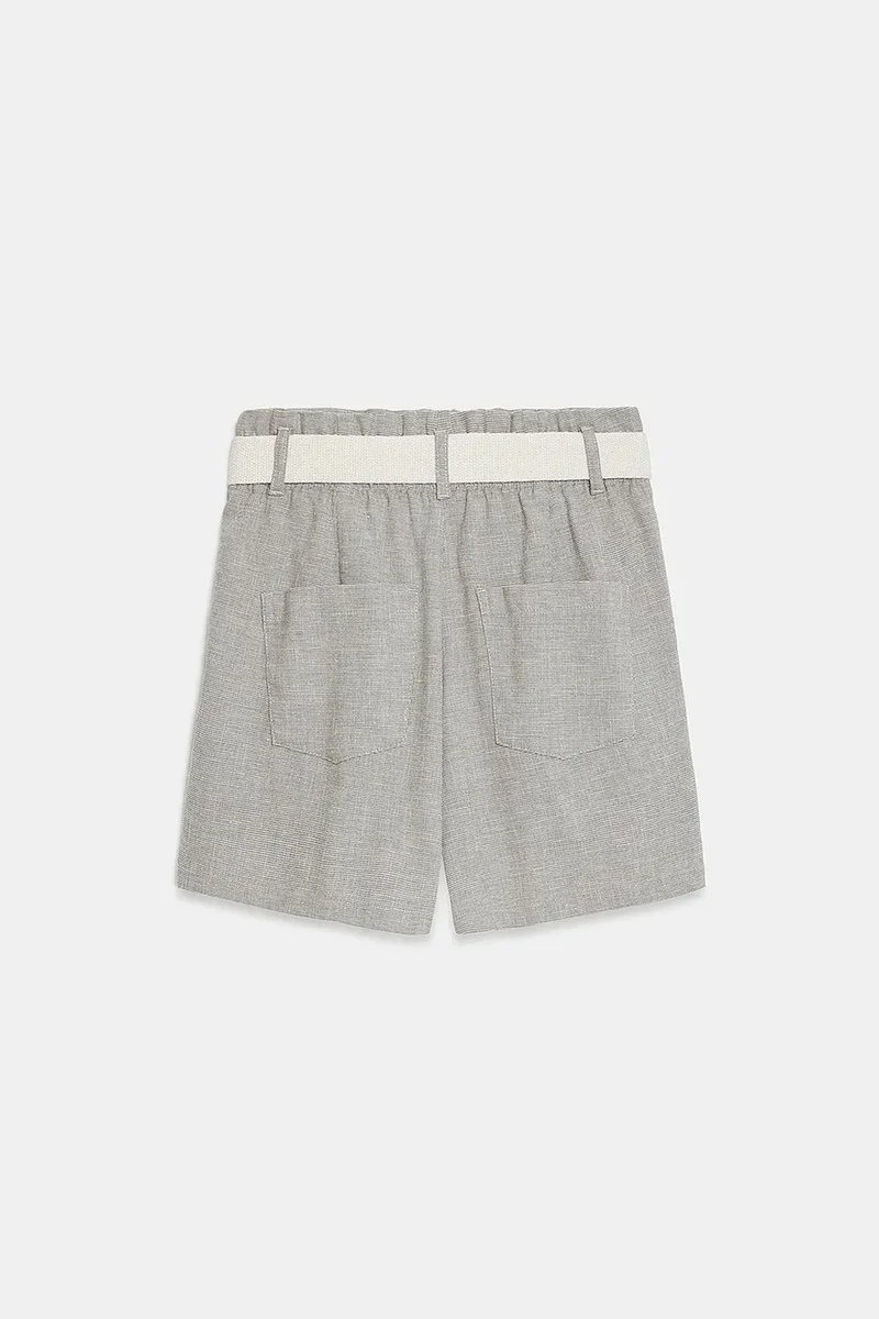 Dilvin Light Grey DILVIN High-Waist Tailored Wide-Leg Shorts for Women | Best Price UAE