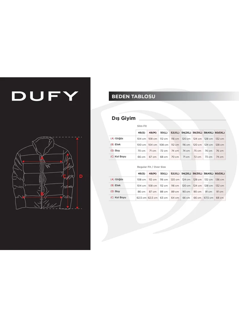 Dufy Smoked Men's Regular Fit Plain Zipper Stand Collar Puffer Vest Coat - 96258