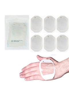 Clear Film Dressing (10 x 10 cm), Pack of 6 Waterproof Wound Bandage Adhesive Patches, Clear Adhesive Patches for Post-Surgical Shower or After-Tattoo Care