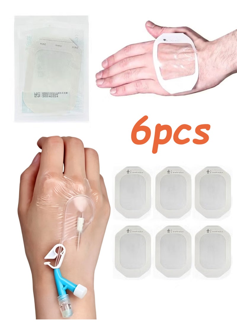 Clear Film Dressing (10 x 12 cm), Pack of 6 Waterproof Wound Bandage Adhesive Patches, Clear Adhesive Patches for Post-Surgical Shower or After-Tattoo Care - Image 1