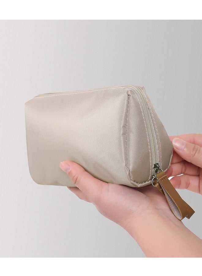 Travel Makeup Bag - Waterproof Portable Small Bag, Wash Bag with Handle,Pouch-Beige