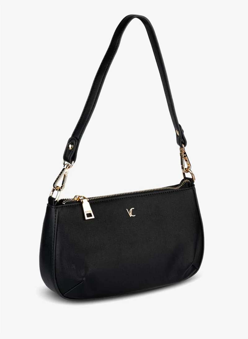 Vincci Women Solid Shoulder Bag With Detachable Strap And Zip Closure