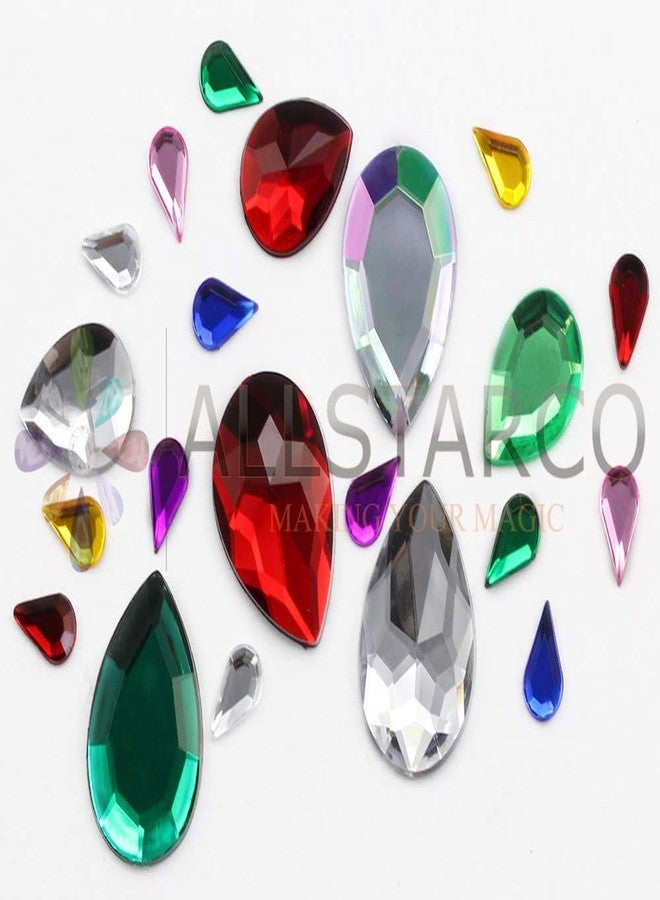 Allstarco أحجار الراين الأكريليكية المسطحة على شكل دمعة من Allstarco مقاس 10x6 مم، أحجار بلاستيكية لصنع المجوهرات، مجوهرات الأزياء، بطاقات التنكر، الزينة، الحرف اليدوية - 100 قطعة (زمرد أخضر H106) - Image 4