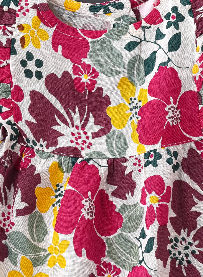 جيلين بلوزة بناتي رضيع بزخارف الزهور والكشكشة - Image 3