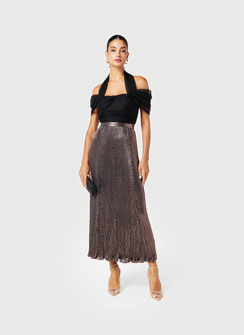 Threadz by Ajooni Pleated Cut Out Dress