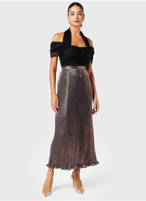 Pleated Cut Out Dress