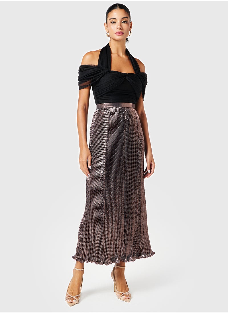 Threadz by Ajooni - Pleated Cut Out Dress - Image 1