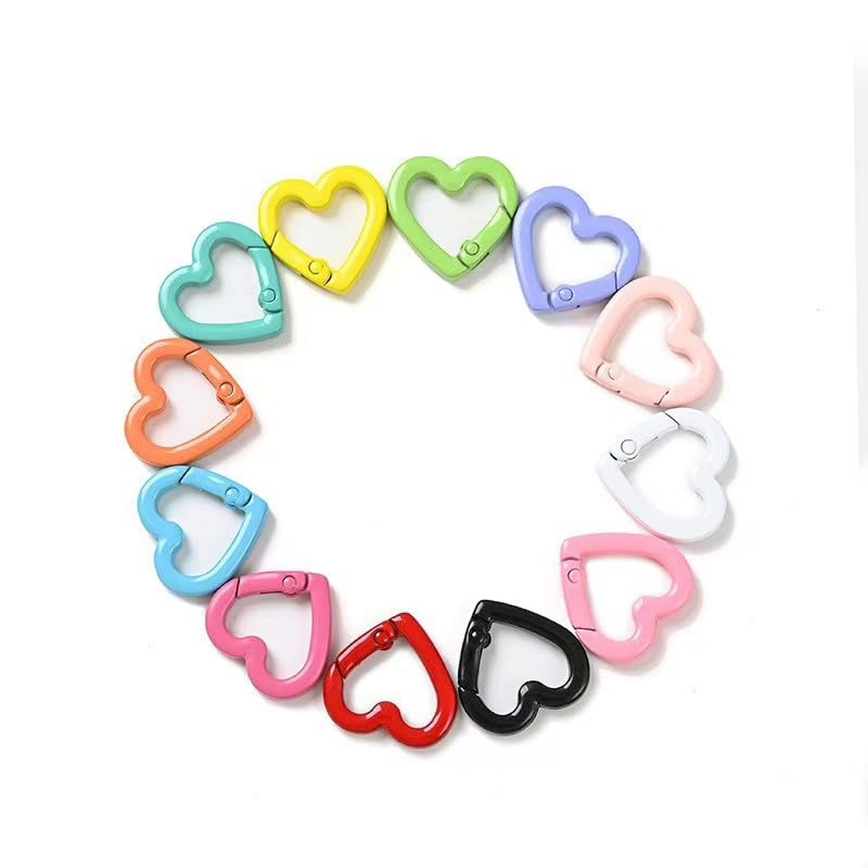 Haohaiblooms 20mm Heart-Shaped Spring Keychain Clips-Zinc Alloy Carabiner Hooks,Trigger Snap Clips,Key Ring Hooks for Bags,Purses,Handbags-DIY Craft Buckles,Valentines Day Accessories,6 Random Colorful Mixed Alloy - Image 3