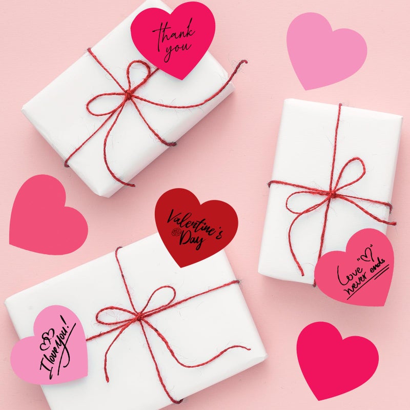 FYSUIMU Valentine's Day Heart Direct Thermal Labels Love Heart Shape Label Stickers 4 Colors Red Pink Self-Adhesive Printer Decals for Wedding Mother's Day DIY Name Tag Logo Design, 500 Pcs - Image 4