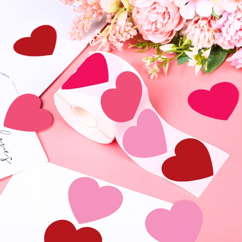 FYSUIMU Valentine's Day Heart Direct Thermal Labels Love Heart Shape Label Stickers 4 Colors Red Pink Self-Adhesive Printer Decals for Wedding Mother's Day DIY Name Tag Logo Design, 500 Pcs - Image 3