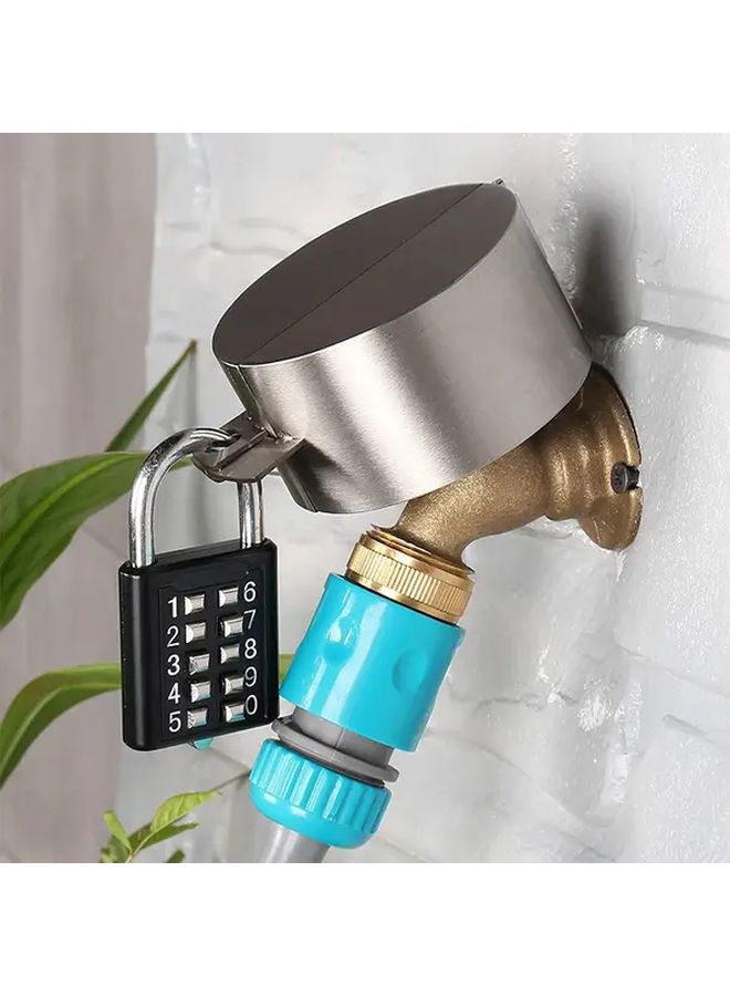 Heavy Duty Metal Outdoor Faucet Lock Cover Wall Mounted Gate Valve Protector With Combination Lock Key Secure Water Tap Locking Device For Home Garden Safety 1set - Image 2