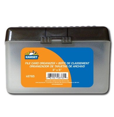 Kamset Plastic Index Card Flip Top File Box Holds 3 x 5 Cards - Image 1