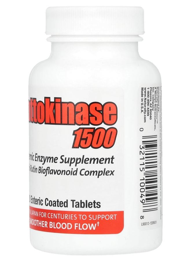 Naturally Vitamins Nattokinase 1500 Systemic Enzyme Supplement 120 Enteric Coated Tablets  - Image 2