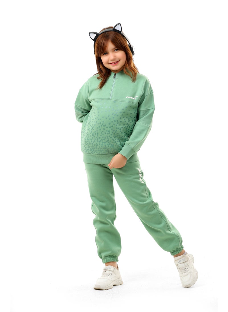 ريمينت بيجاما للبنات برسمة نقاط مينت - Image 3