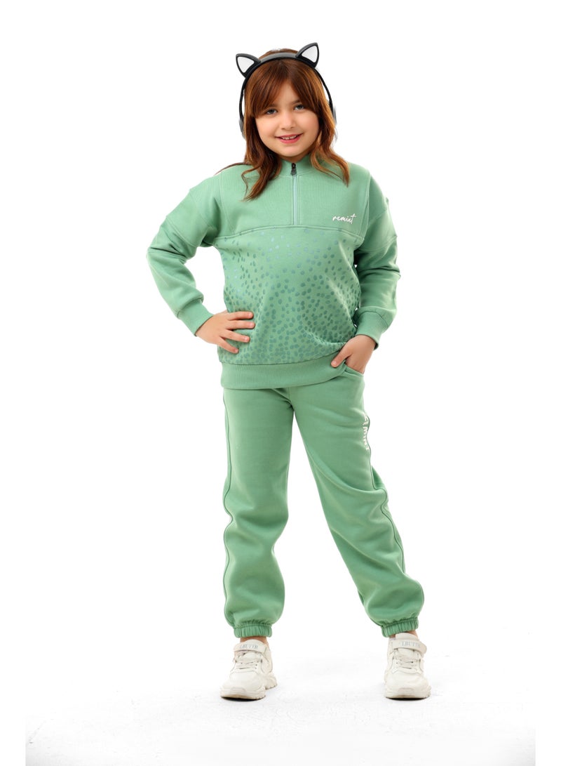 ريمينت بيجاما للبنات برسمة نقاط مينت - Image 2