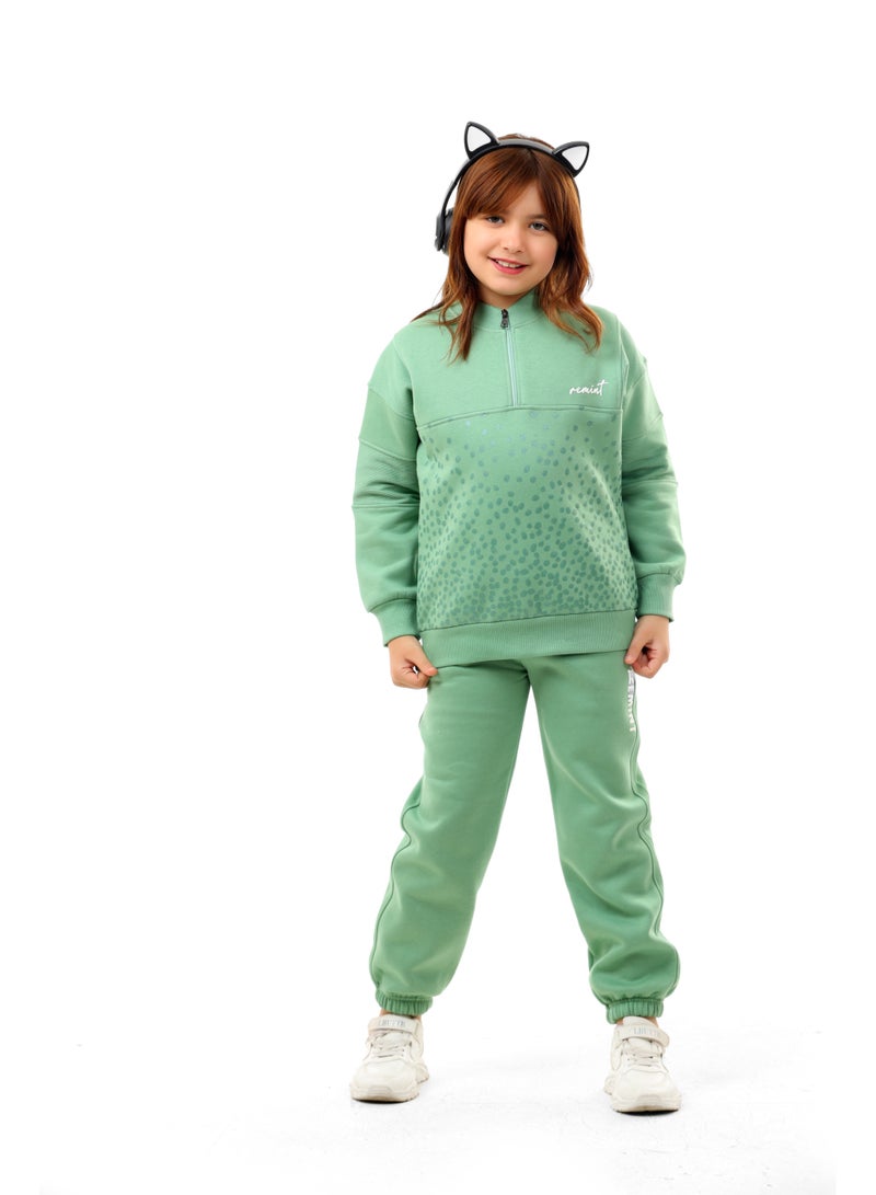 ريمينت بيجاما للبنات برسمة نقاط مينت - Image 1