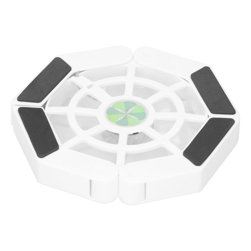 وسادة تبريد للابتوب بمروحة كبيرة وإضاءة LED زرقاء - حامل تبريد محمول وقابل للطي للابتوبات باللون الأبيض - Image 2