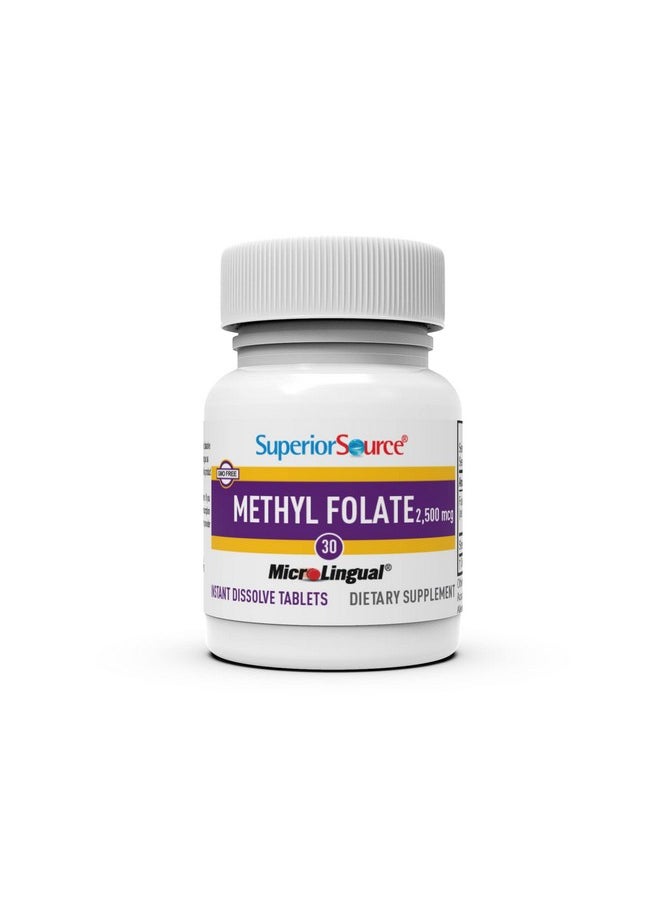 Superior Source Methylfolate 5Mthf 2500 Mcg Quick Dissolve Sublingual Tablets 30 Ct Biologically Active Form Of Folate Cardiovascular Health Energy Metabolism & Prenatal Development Nongmo  - Image 1