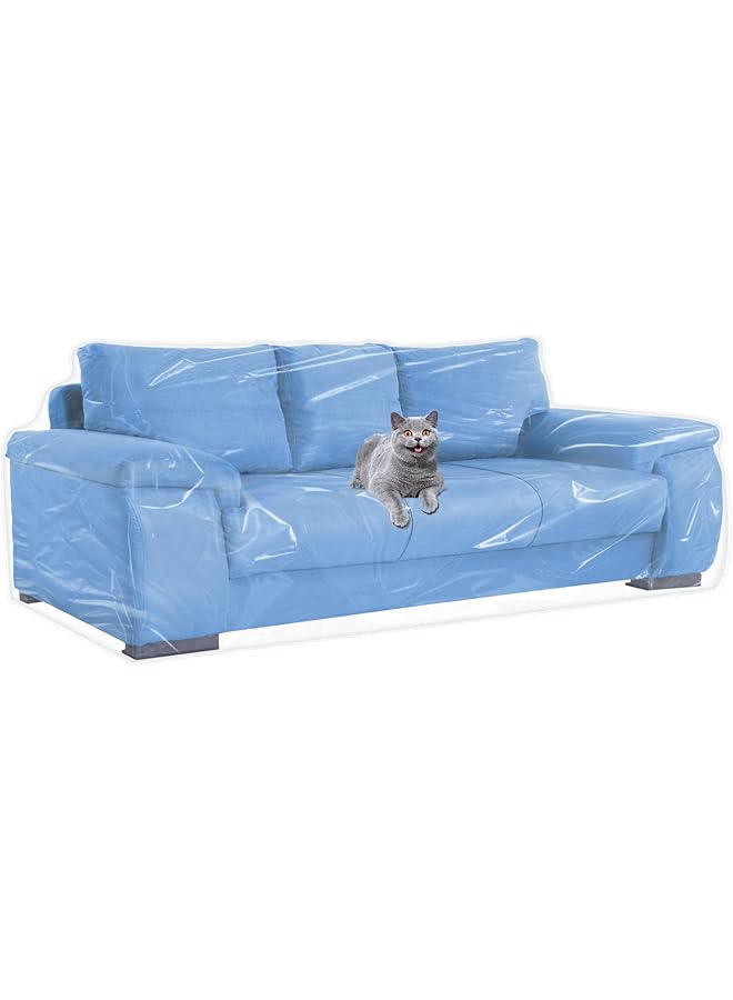 The Bros غطاء أريكة بلاستيكي للأثاث شفاف غطاء أريكة بلاستيكي سميك للحركة واقي أريكة مضاد للخدش للقطط غطاء أريكة من الفينيل ثقيل الوزن مقاوم للماء - Image 1