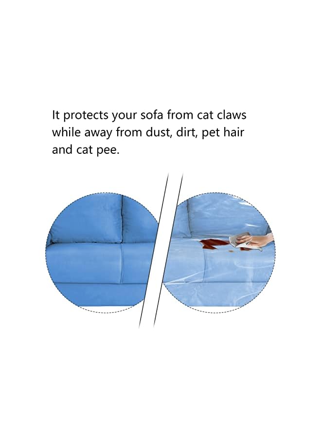 The Bros غطاء أريكة بلاستيكي للأثاث شفاف غطاء أريكة بلاستيكي سميك للحركة واقي أريكة مضاد للخدش للقطط غطاء أريكة من الفينيل ثقيل الوزن مقاوم للماء - Image 4