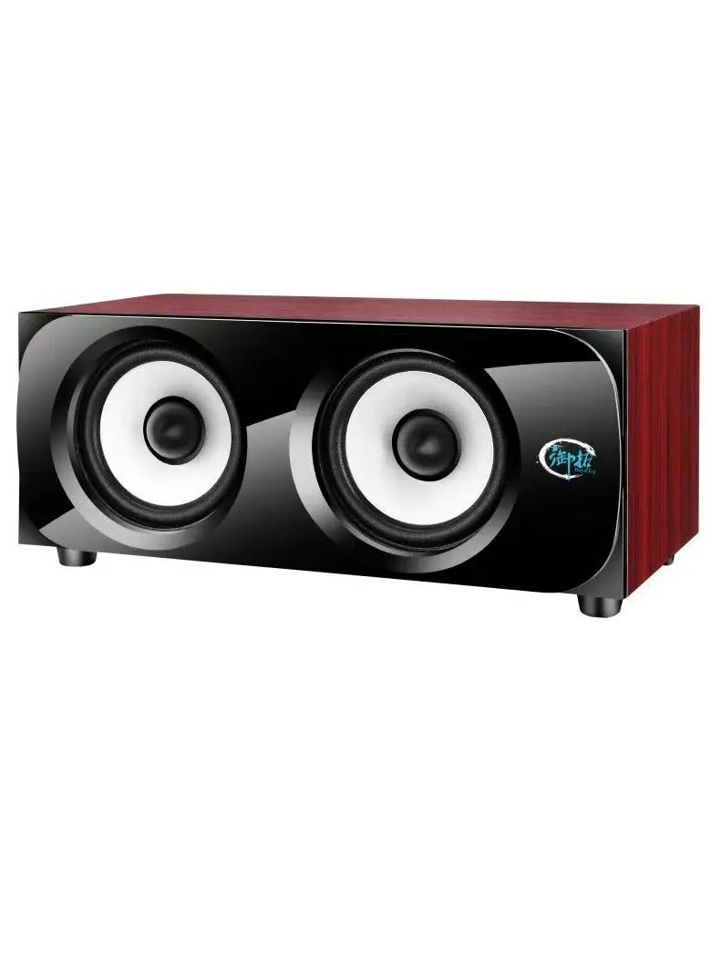 T16 Wooden Computer Speaker Box - (6W) 3W * 2.0 channels - Wired 3.5mm Jack + USB Powered - Wooden Single Box Full Stereo Desktop Speaker For Laptop, Desktop PC | Wooden - Image 1