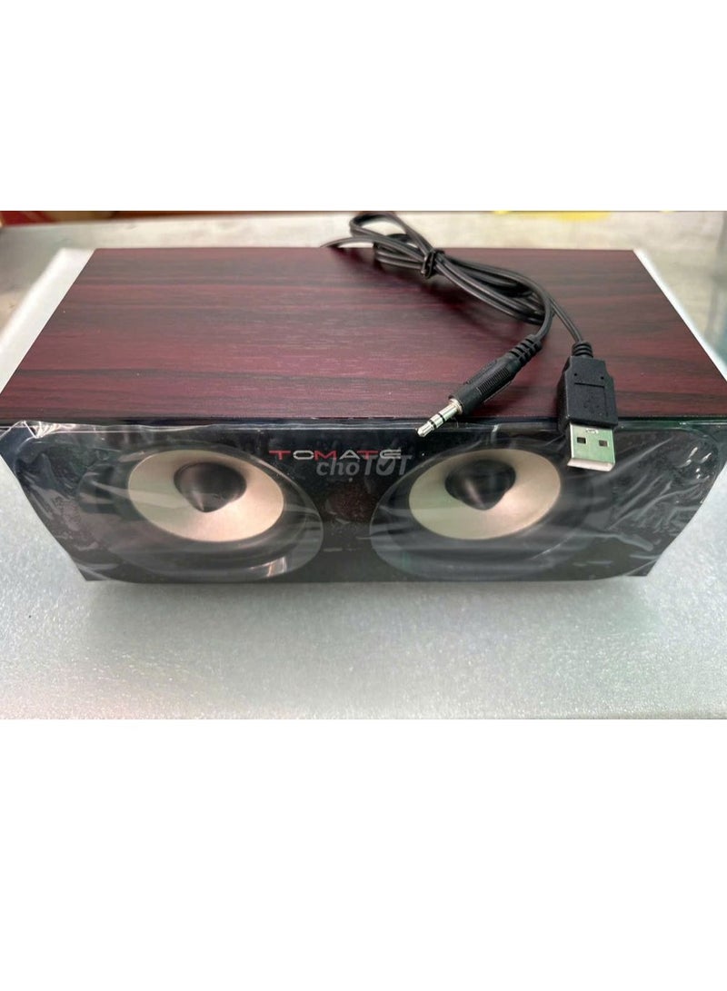 T16 Wooden Computer Speaker Box - (6W) 3W * 2.0 channels - Wired 3.5mm Jack + USB Powered - Wooden Single Box Full Stereo Desktop Speaker For Laptop, Desktop PC | Wooden - Image 3