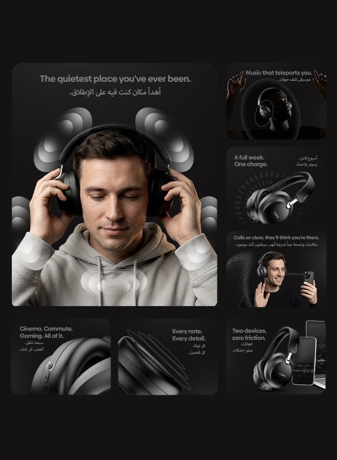 Faster ZEN-100 Hybrid ANC Wireless Headphones, Bluetooth 6.0+EDR, 15m Range, 50H Playtime, 40mm Drivers, Low Latency, Dual Mic ENC, Spatial Audio, Head Tracking, Type-C Charging Over-Ear Headset (White) - Image 3