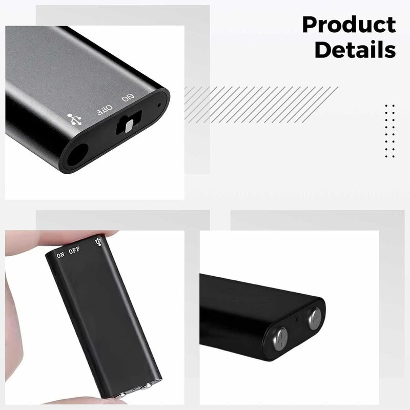 16GB Digital Voice Recorders, Mini Audio Recorders with One-Key Recording, Sound Activated Recorder Device, 192KBPS, Zinc Alloy Shell, Portable Recorder for Meetings and Lectures - Image 2