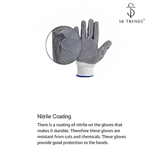 SR TRENDS Nitrile Coated Safety Gloves - Non-Slip, Oil/Abrasion Resistant, Heavy-Duty for Construction, Mechanics, Gardening, Plumbing & Automotive (24 Pair) - Image 2