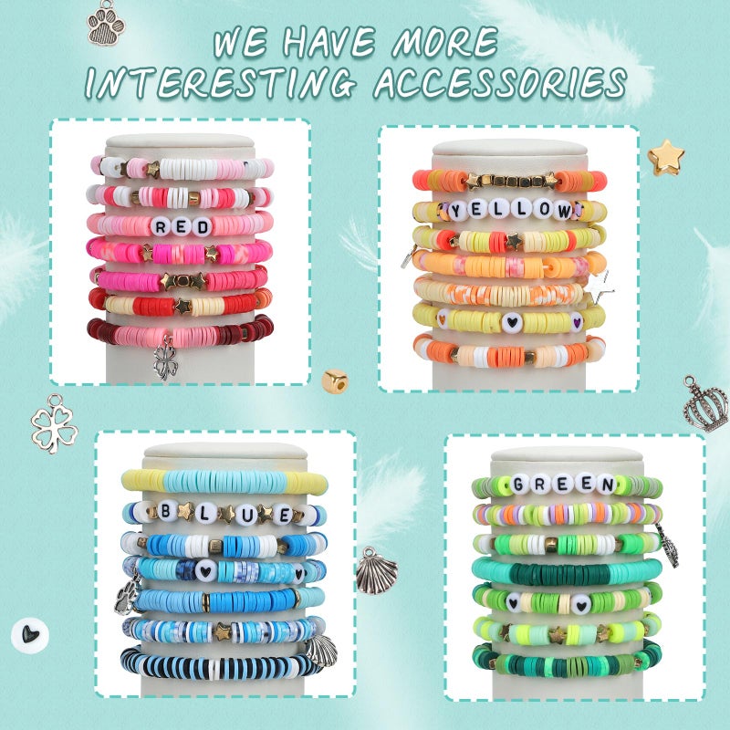 QUEFE 9000 Clay Beads Bracelet Making Kit, 72 Colors Friendship Bracelet Beads, Polymer Heishi Beads with Charms for Jewelry Making, Gifts, Crafts, Preppy - Image 3