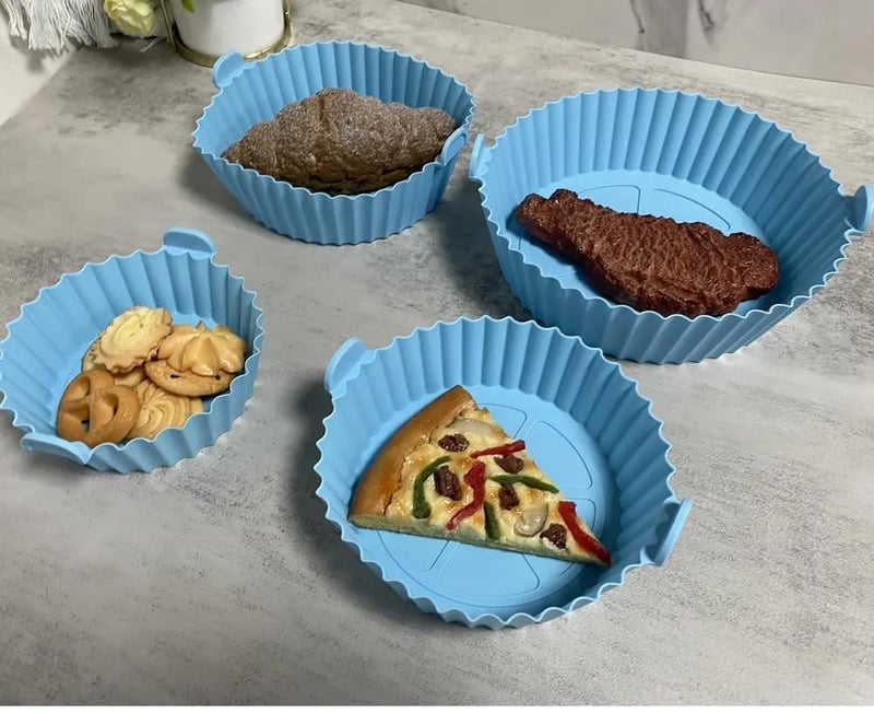 6 Pcs Round Reusable NonStick air Fryer Accessories Silicone Coating Pot BasketMulticolor  - Image 2