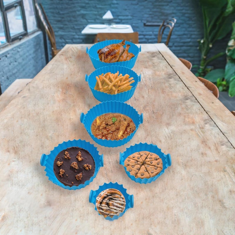 6 Pcs Round Reusable NonStick air Fryer Accessories Silicone Coating Pot BasketMulticolor  - Image 4