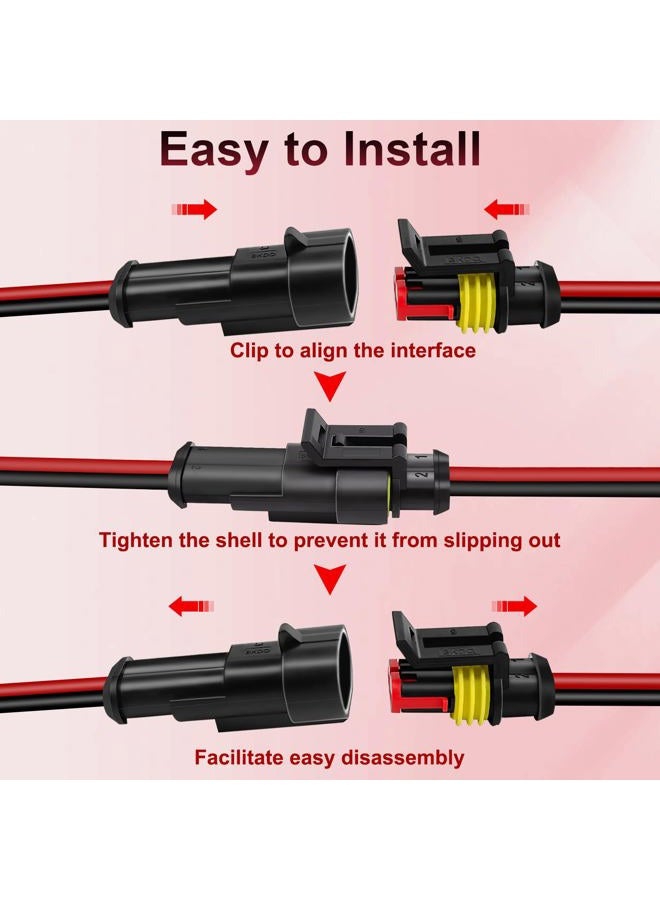 BFXM 10Pcs Car Waterproof Electrical Connector, 2 Pin Connector, 18 AWG 2 Wire Waterproof Connector, Car Electrical Connectors for Automobiles, Trucks, Boats, Motorcycles and Other Electrical Connections - Image 3