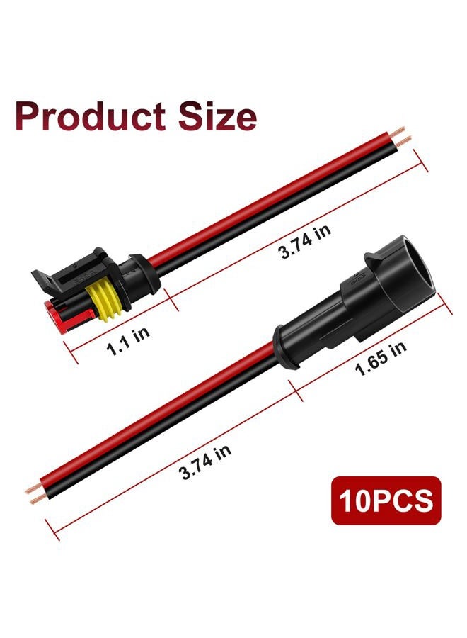BFXM 10Pcs Car Waterproof Electrical Connector, 2 Pin Connector, 18 AWG 2 Wire Waterproof Connector, Car Electrical Connectors for Automobiles, Trucks, Boats, Motorcycles and Other Electrical Connections - Image 2