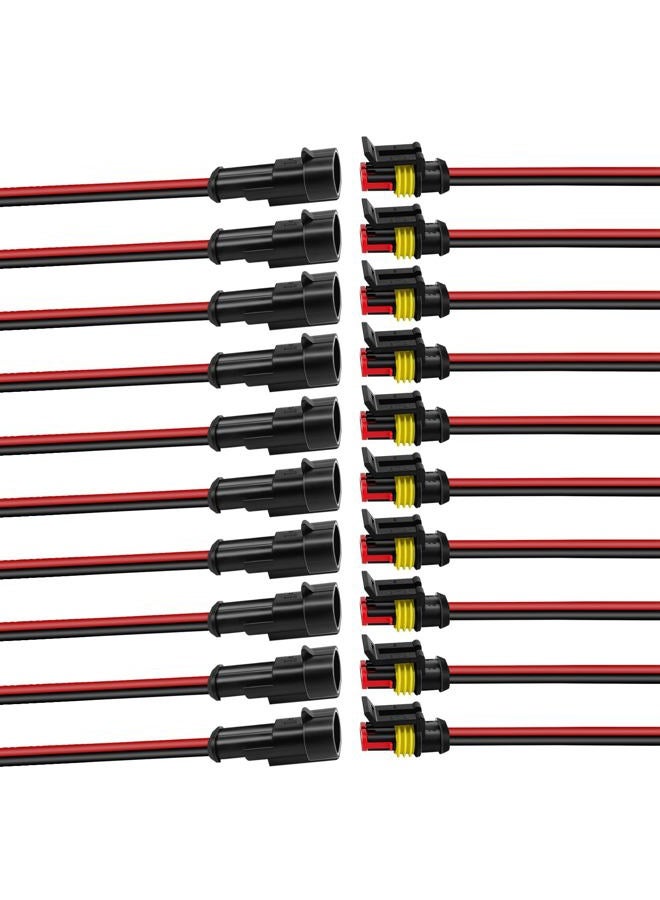 BFXM 10Pcs Car Waterproof Electrical Connector, 2 Pin Connector, 18 AWG 2 Wire Waterproof Connector, Car Electrical Connectors for Automobiles, Trucks, Boats, Motorcycles and Other Electrical Connections - Image 1