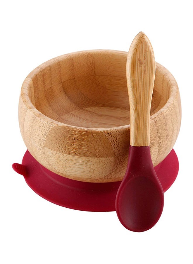 NIBEMINENT Baby Toddler Bamboo Bowl And Spoon With Silicone Suction - Assorted  - Image 1