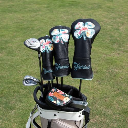BAIRBRE Golf Club Covers Black Lucky Clover Golf Head Covers Driver Covers Fariway Wood Headcover Hybrid Covers Leather Golf Headcover with Number Tag for All Brand - Image 2