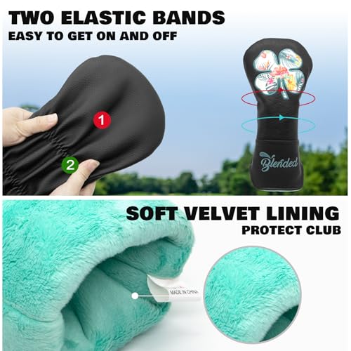 BAIRBRE Golf Club Covers Black Lucky Clover Golf Head Covers Driver Covers Fariway Wood Headcover Hybrid Covers Leather Golf Headcover with Number Tag for All Brand - Image 3
