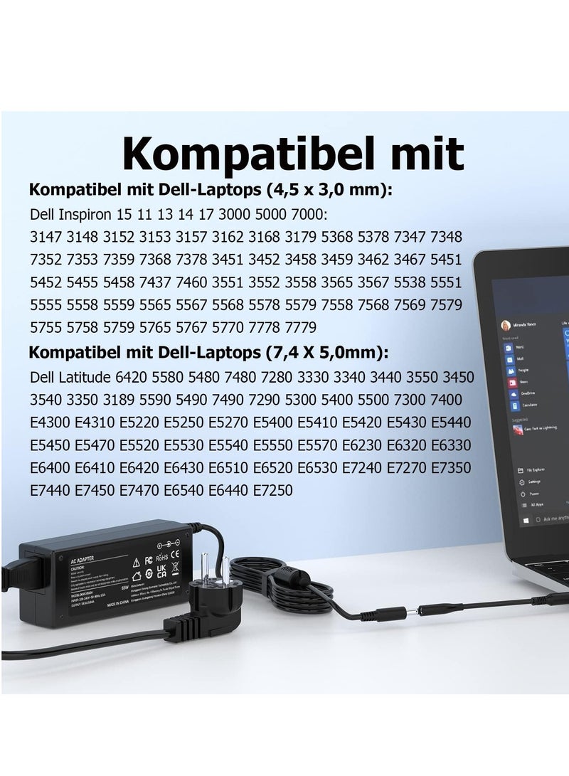 65W Laptop Charger for Dell Inspiron 11 13 14 15 17 3000 5000 7000 3593 3793 3505 3511 5593 5559 5570 Latitude 3510 3410 3520 3420 Vostro 55 Power Adapter 90 XP S12 HA65NS5-00  - Image 4