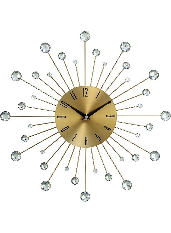 Deco 79 Metal Starburst Decorative Wall Clock With Crystal Accents for Home and Room 14 x 1 x 14 Gold - Image 2