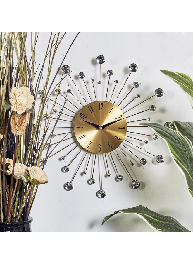 Deco 79 Metal Starburst Decorative Wall Clock With Crystal Accents for Home and Room 14 x 1 x 14 Gold - Image 3
