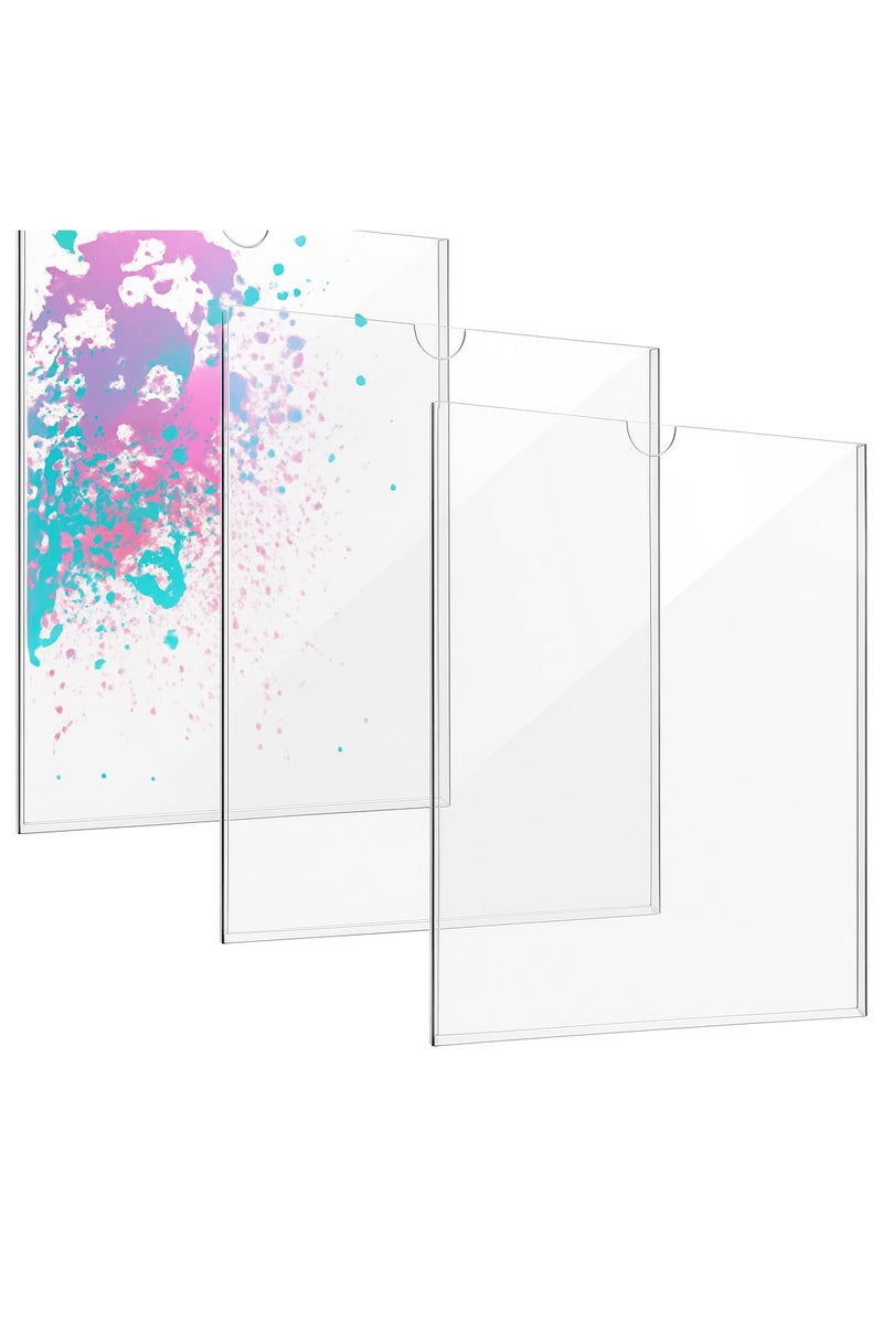 "سمارت بوينتس  " ٤ قطع حامل أوراق أكريليك للتثبيت الجداري – إطار عرض شفاف رأسي للملصقات والقوائم والمستندات – بحجم A4، مناسب للمنزل والعمل، تركيب سهل على الجدار - Image 1