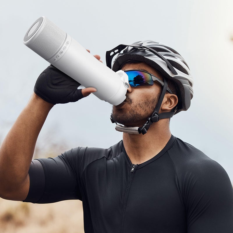 KAKULO Water Bottle with Portable Bluetooth Speaker - Modular Insulated Water Bottles w/Handle, BT5.3, TWS Pairing Speaker and Stainless Steel Cups for Camping Sports Beach (White) - Image 4