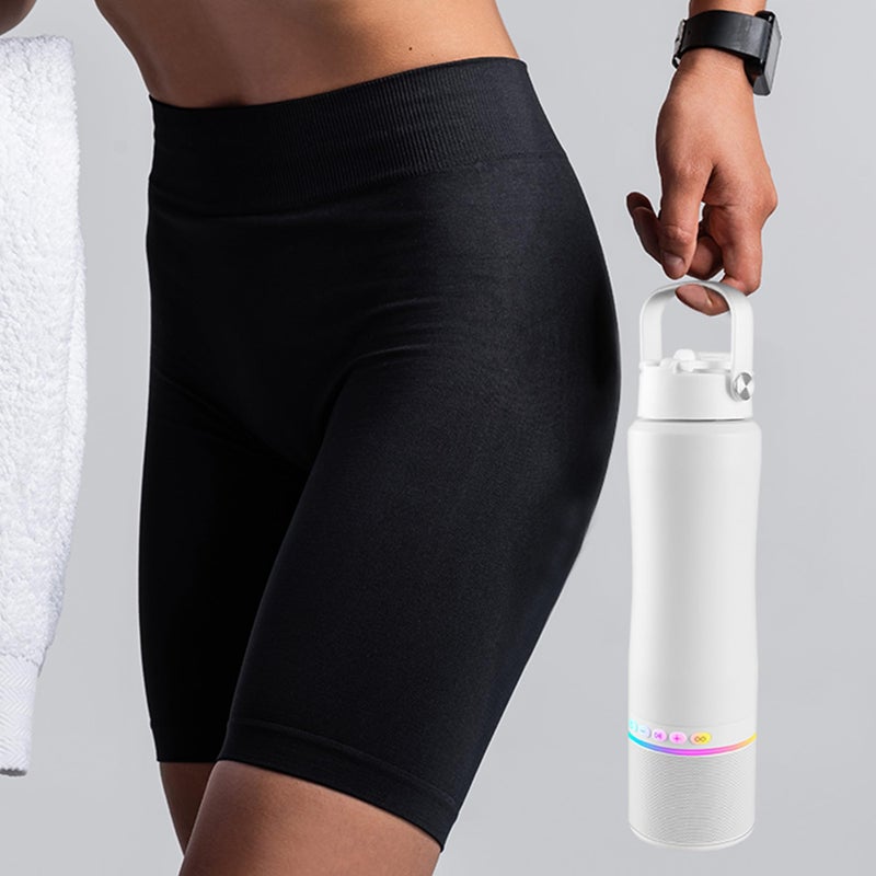 KAKULO Water Bottle with Portable Bluetooth Speaker - Modular Insulated Water Bottles w/Handle, BT5.3, TWS Pairing Speaker and Stainless Steel Cups for Camping Sports Beach (White) - Image 2
